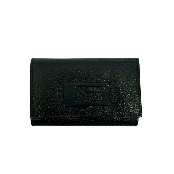 GUCCI G logo plate leather tri-fold key case holder cover black 34965